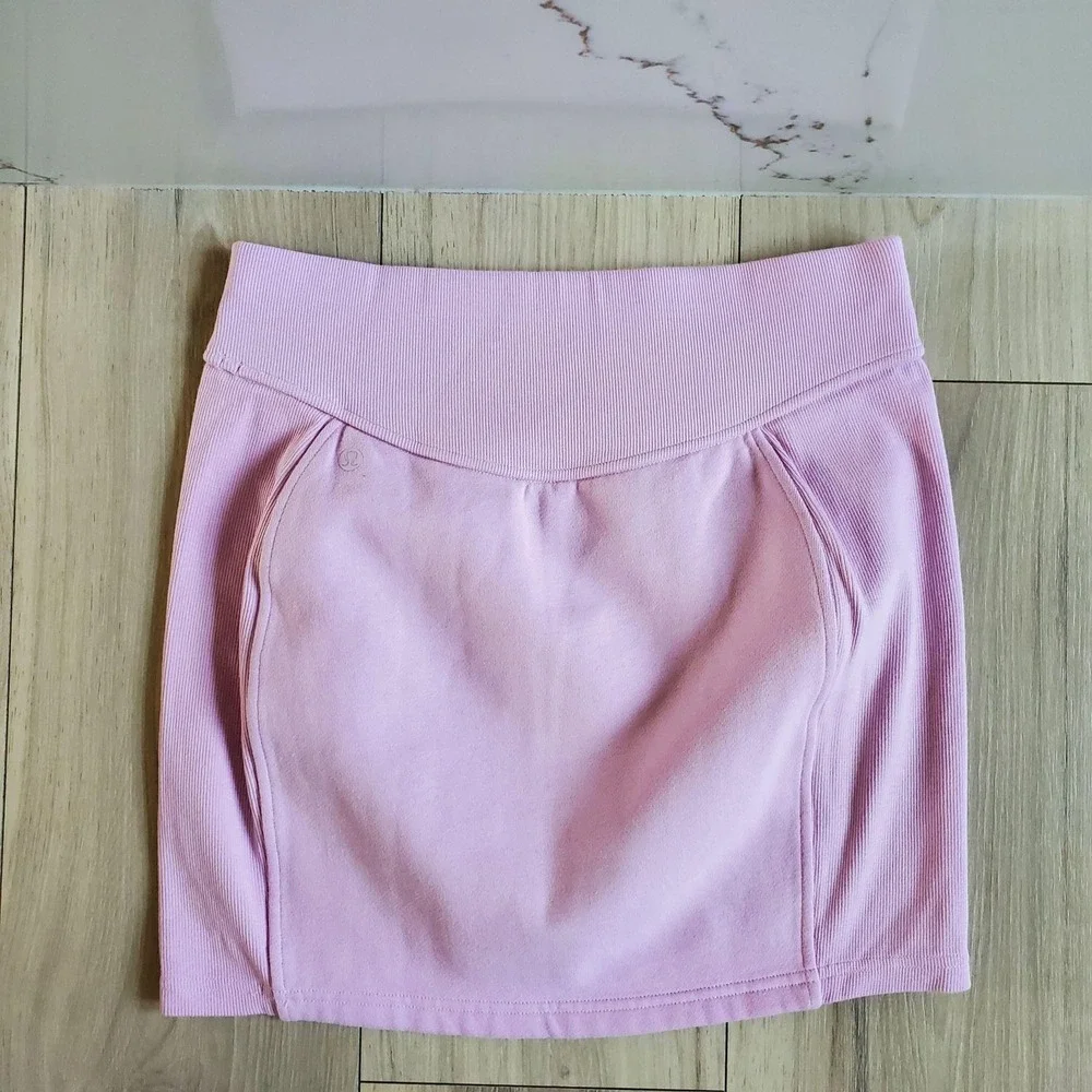 Lululemon Skirt Womens M Vitapink Scuba High-Rise French‎ Terry Mini W8ALSS